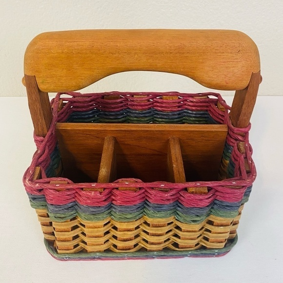 The Mixon Family Handmade Woven Wood Handle Caddy Basket - Picture 2 of 8